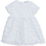 Hellobaby Kız Bebek Abiye Elbise Çiçek Baskılı Fermuarlı Modelli Yaka Kısa Kol - 4 - 5 Yaş - Ekru