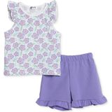 Hellobaby Kız Bebek Atlet-Şort Çiçek Baskılı Bisiklet Yaka Sleeveless Reçme - 9 - 12 Ay - Ekru Çicekli