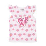 HelloBaby Kız Bebek Atlet-Tişört Çiçek Baskılı Bisiklet Yaka Atlet - Ekru
