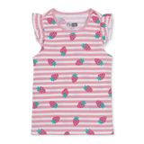 HelloBaby Kız Bebek Atlet-Tişört Çilek Baskılı Bisiklet Yaka Sleeveless - Pembe