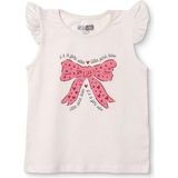 Hellobaby Kız Bebek Atlet-Tişört Fiyonk Baskılı Bisiklet Yaka Atlet - 2 - 3 Yaş - Ekru
