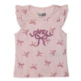 HelloBaby Kız Bebek Atlet-Tişört Fiyonk Baskılı Bisiklet Yaka Sleeveless - Pembe