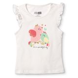 HelloBaby Kız Bebek Atlet-Tişört Hayvan Baskılı Bisiklet Yaka Sleeveless - Ekru