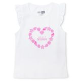 HelloBaby Kız Bebek Atlet-Tişört Kalp Baskılı Bisiklet Yaka Sleeveless - Ekru