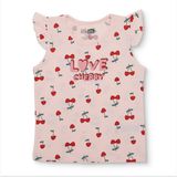 HelloBaby Kız Bebek Atlet-Tişört Kiraz Baskılı Bisiklet Yaka Atlet - Pembe