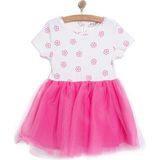 HelloBaby Kız Bebek Basic Elbise Bisiklet Yaka Kısa Kol Pembe 9 Ay -