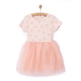 HelloBaby Kız Bebek Basic Elbise Bisiklet Yaka Kısa Kol Somon 2 Yaş -