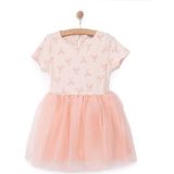 HelloBaby Kız Bebek Basic Elbise Bisiklet Yaka Kısa Kol Somon 9 Ay -