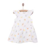 HelloBaby Kız Bebek Basic Elbise Çiçek Desenli Bisiklet Yaka Atlet Kol Ekru -
