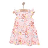 HelloBaby Kız Bebek Basic Elbise Çiçek Desenli Bisiklet Yaka Atlet Kol Pembe -