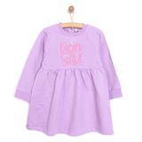 HelloBaby Kız Bebek Basic Elbise Önü Fırfırlı Bisiklet Yaka Uzun Kol Mor