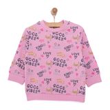 HelloBaby Kız Bebek Basic Sweatshirt Kalp Desenli Çıtçıtlı Bisiklet Yaka Uzun Kol Karışık Renkli -