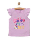 HelloBaby Kız Bebek Basic Tişört Bisiklet Yaka Atlet Kol Mor