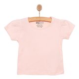 HelloBaby Kız Bebek Basic Tişört Bisiklet Yaka Kısa Kol Açık Pembe -