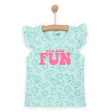 HelloBaby Kız Bebek Basic Tişört Çiçek-Gülen Yüz Desenli Bisiklet Yaka Atlet Kol Karışık Renkli - Mint