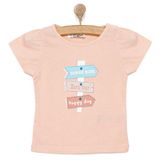 HelloBaby Kız Bebek Basic Tişört Horse Ride Yazılı Desenli Bisiklet Yaka Kısa Kol Pembe -