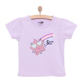 HelloBaby Kız Bebek Basic Tişört Kayan Yıldız Desenli Bisiklet Yaka Kısa Kol Mor - Lila