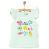 HelloBaby Kız Bebek Basic Tişört Meyve Desenli Bisiklet Yaka Atlet Kol Karışık Renkli - Mint