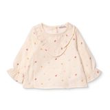 HelloBaby Kız Bebek Bluz Çiçek Baskılı Düğmeli Gömlek Yaka Long Sleeve - Ekru