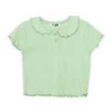 HelloBaby Kız Bebek Bluz Düğmeli Bebe Yaka Short Sleeve - Yeşil