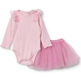 Hellobaby Kız Bebek Bluz-Etek Çıtçıtlı Bisiklet Yaka Uzun Kol - 6 - 9 Ay - Pembe