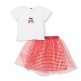 HelloBaby Kız Bebek Bluz-Etek Kiraz Baskılı Bisiklet Yaka Short Sleeve - Ekru