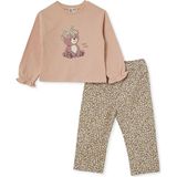 Hellobaby Kız Bebek Bluz-Pantolon Ayı Baskılı Bisiklet Yaka Long Sleeve Reçme - 12 - 18 Ay - Ekru Çizgili