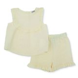 HelloBaby Kız Bebek Bluz-Şort Bisiklet Yaka Atlet Reçme - Sarı