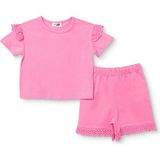 Hellobaby Kız Bebek Bluz-Şort Bisiklet Yaka Short Sleeve Reçme - 9 - 12 Ay - Pembe