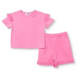 HelloBaby Kız Bebek Bluz-Şort Bisiklet Yaka Short Sleeve Reçme - Pembe