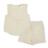 HelloBaby Kız Bebek Bluz-Şort Bisiklet Yaka Sleeveless Reçme - Ekru