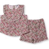 Hellobaby Kız Bebek Bluz-Şort Çiçek Baskılı Bisiklet Yaka Sleeveless Reçme - 6 - 9 Ay - Ekru Çizgili