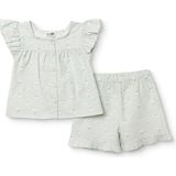 Hellobaby Kız Bebek Bluz-Şort Çiçek Baskılı Düğmeli Modelli Yaka Atlet Reçme - 9 - 12 Ay - Mint