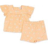 Hellobaby Kız Bebek Bluz-Şort Çiçek Baskılı Modelli Yaka Kısa Kol Reçme - 6 - 9 Ay - Somon