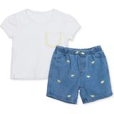 Hellobaby Kız Bebek Bluz-Şort Meyve Baskılı Düğmeli Bisiklet Yaka Short Sleeve Reçme - 6 - 9 Ay - Ekru