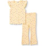 Hellobaby Kız Bebek Bluz-Tayt Çiçek Baskılı Bisiklet Yaka Kısa Kol Reçme - 3 - 6 Ay - Sarı