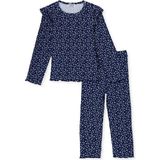 Hellobaby Kız Bebek Bluz-Tayt Çiçek Baskılı Bisiklet Yaka Long Sleeve Reçme - 2 - 3 Yaş - Mavi Çizgili