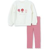 Hellobaby Kız Bebek Bluz-Tayt Çiçek Baskılı Bisiklet Yaka Long Sleeve Reçme - 3 - 6 Ay - Ekru