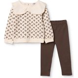 Hellobaby Kız Bebek Bluz-Tayt Kalp Baskılı Modelli Yaka Long Sleeve Reçme - 2 - 3 Yaş - Ekru Çizgili
