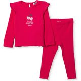 Hellobaby Kız Bebek Bluz-Tayt Kaşkorse Bisiklet Yaka Uzun Kol Reçme Paça - Pembe - 9 - 12 Ay
