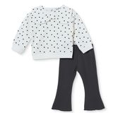 HelloBaby Kız Bebek Bluz-Tayt Puantiye Baskılı Modelli Yaka Long Sleeve Reçme - Ekru