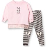 Hellobaby Kız Bebek Bluz-Tayt Tavşan Baskılı Bisiklet Yaka Long Sleeve Reçme - 3 - 6 Ay - Pembe