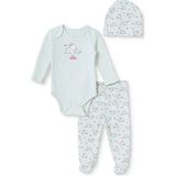 Hellobaby Kız Bebek Body-Alt-Şapka Hayvan Baskılı Çıtçıtlı Bisiklet Yaka Long Sleeve Patikli - 0 - 1 Ay - Mint