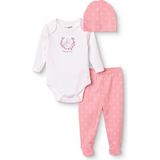Hellobaby Kız Bebek Body-Alt-Şapka Hayvan Baskılı Çıtçıtlı Bisiklet Yaka Long Sleeve Patikli - 1 - 3 Ay - Pembe