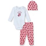 Hellobaby Kız Bebek Body-Alt-Şapka Hayvan Baskılı Çıtçıtlı Bisiklet Yaka Long Sleeve Patikli - 3 - 6 Ay - Pembe