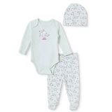 HelloBaby Kız Bebek Body-Alt-Şapka Hayvan Baskılı Çıtçıtlı Bisiklet Yaka Long Sleeve Patikli - Mint