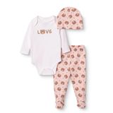 HelloBaby Kız Bebek Body-Alt-Şapka Hayvan Baskılı Çıtçıtlı Bisiklet Yaka Long Sleeve Patikli - Pembe
