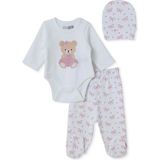 Hellobaby Kız Bebek Body-Alt-Şapka Hayvan Baskılı Çıtçıtlı Bisiklet Yaka Uzun Kol Patikli - 6 - 9 Ay - Pembe