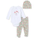 Hellobaby Kız Bebek Body-Alt-Şapka Kelebek Baskılı Çıtçıtlı Bisiklet Yaka Long Sleeve Patikli - 1 - 3 Ay - Pembe