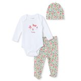 HelloBaby Kız Bebek Body-Alt-Şapka Kelebek Baskılı Çıtçıtlı Bisiklet Yaka Long Sleeve Patikli - Pembe